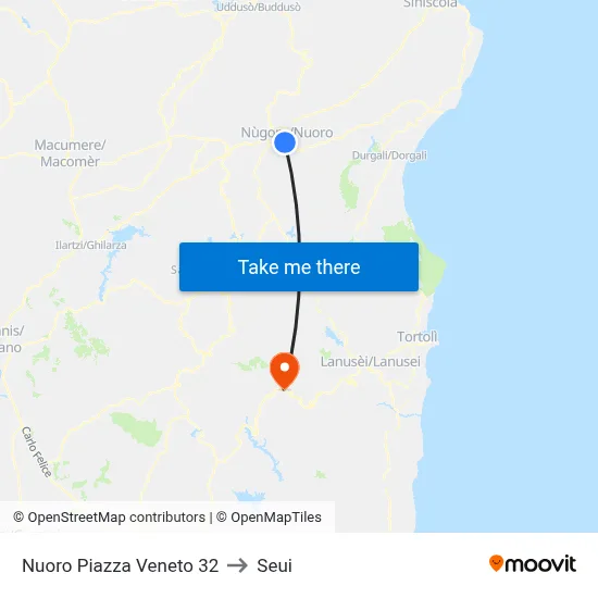 Nuoro Veneto Square 32 to Seui map