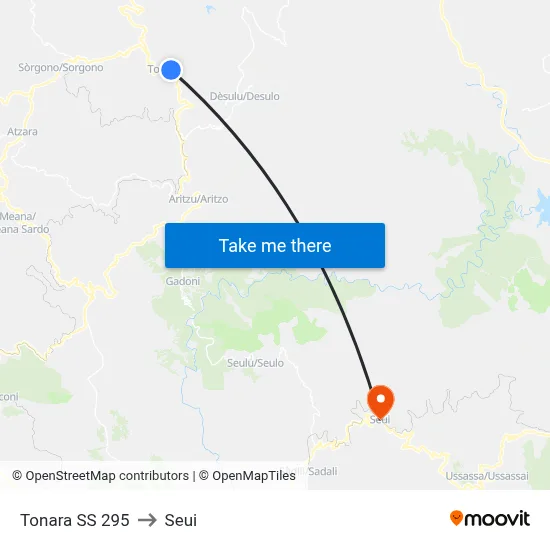 Tonara State Road 295 to Seui map