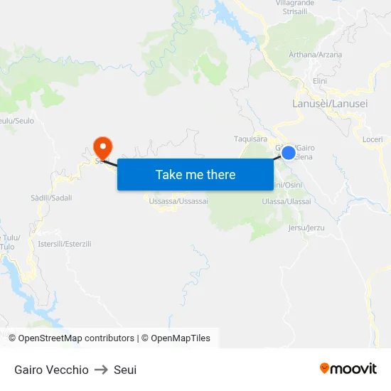 Old Gairo to Seui map