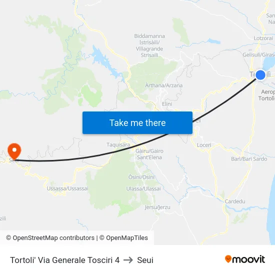 Tortoli' Via Generale Tosciri 4 to Seui map