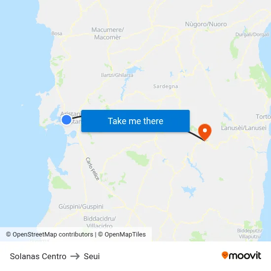 Solanas Center to Seui map