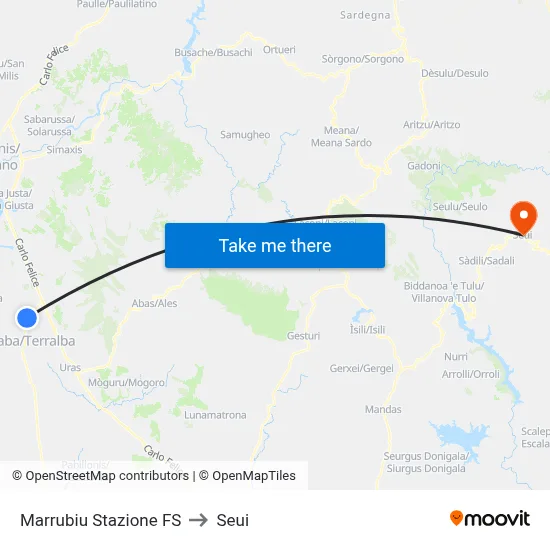 Marrubiu Railway Station to Seui map