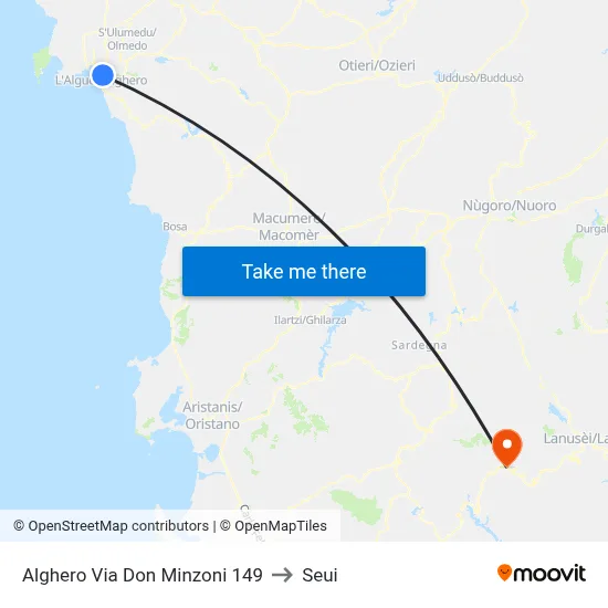 Alghero 149 Don Minzoni Street to Seui map