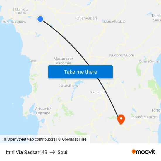 Ittiri Via Sassari 49 to Seui map