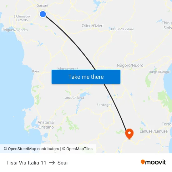 11 Italia Street Tissi to Seui map