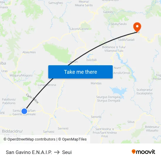 San Gavino E.N.A.I.P. to Seui map