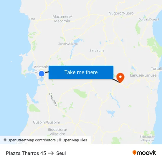 Tharros Square 45 to Seui map