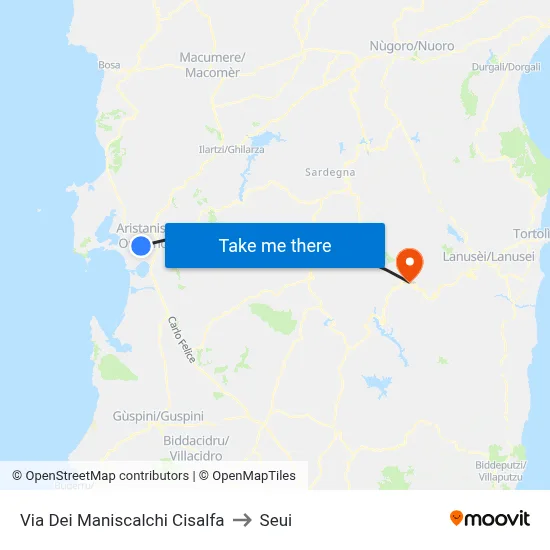 Blacksmiths Street Cisalfa to Seui map