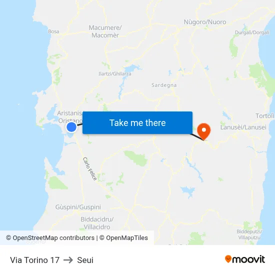 Turin Street 17 to Seui map