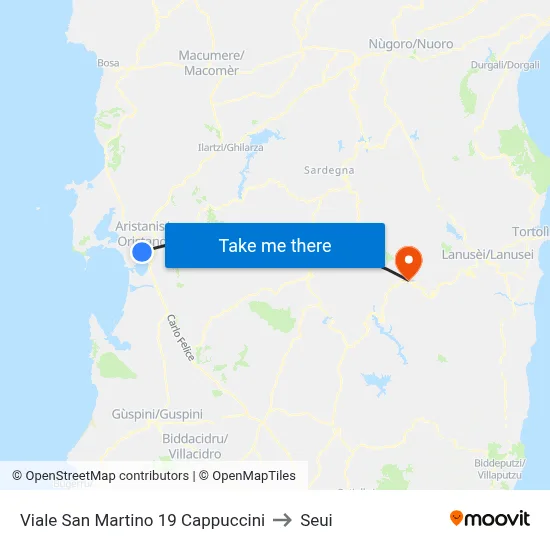 19 San Martino Avenue Cappuccini to Seui map