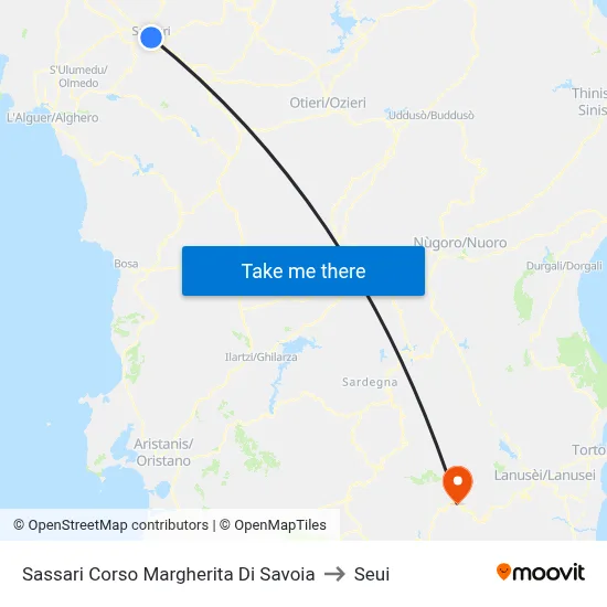 Sassari Corso Margherita Di Savoia to Seui map
