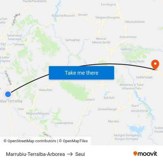 Marrubiu-Terralba-Arborea to Seui map