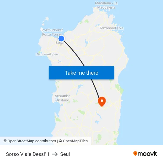 Sorso Viale Dessi 1 to Seui map