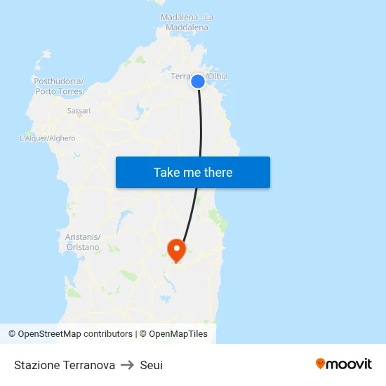Terranova Station to Seui map