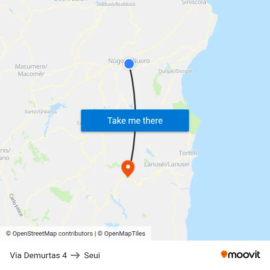 Demurtas Street 4 to Seui map