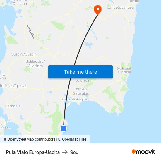 Pula Europa Avenue-Exit to Seui map