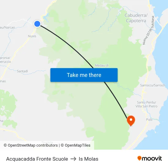 Acquacadda Opposite Schools to Is Molas map