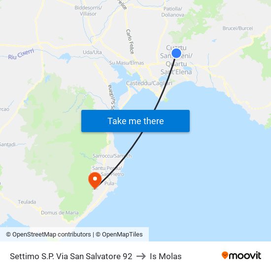 Settimo S.P. Via San Salvatore 92 to Is Molas map