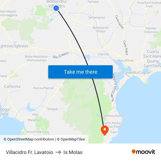 Villacidro Fr. Lavatoio to Is Molas map