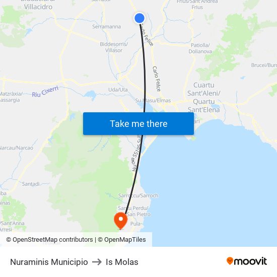 Nuraminis Municipio to Is Molas map