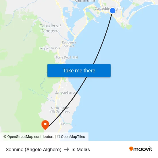 Sonnino (Corner of Alghero) to Is Molas map