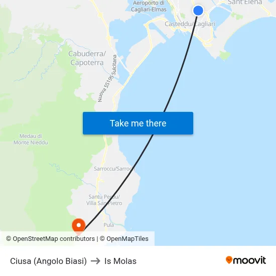 Ciusa (Corner of Biasi) to Is Molas map