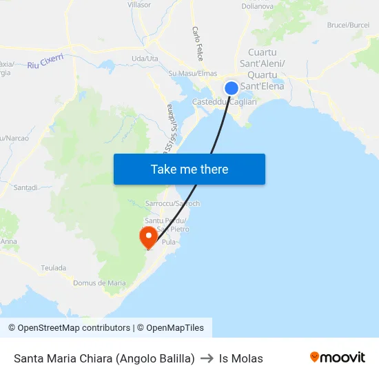 Santa Maria Chiara (Balilla Corner) to Is Molas map