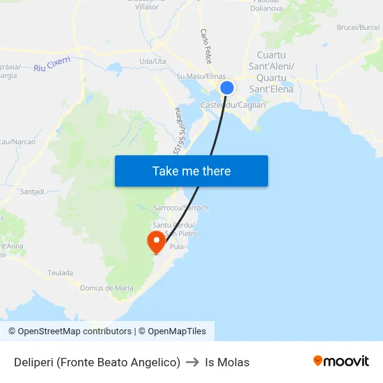 Deliperi (Opposite Beato Angelico) to Is Molas map