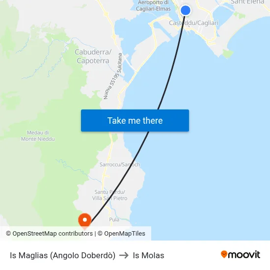 Is Maglias (Corner of Doberdò) to Is Molas map