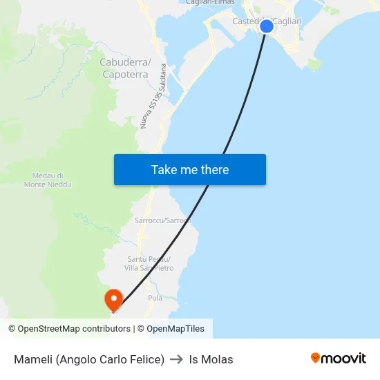 Mameli (Corner of Carlo Felice) to Is Molas map