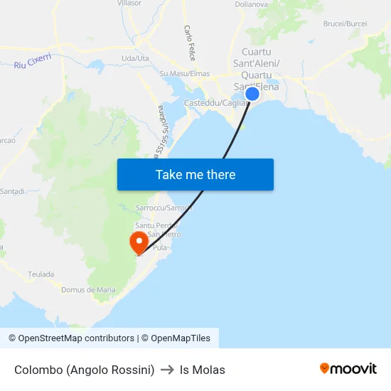 Colombo (Corner of Rossini) to Is Molas map