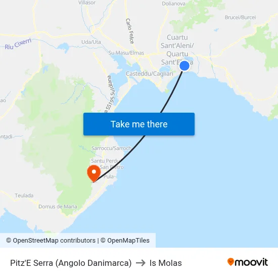 Pitz'E Serra (Corner of Denmark) to Is Molas map