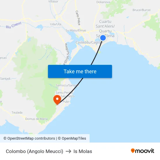 Colombo (Corner of Meucci) to Is Molas map