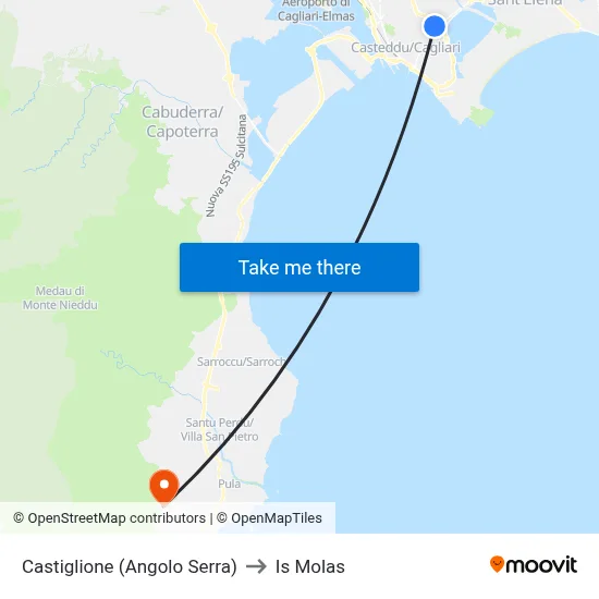 Castiglione (Serra Corner) to Is Molas map