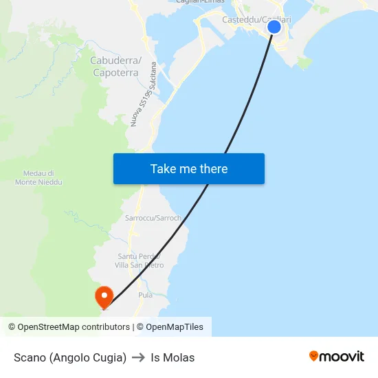 Scano (Corner of Cugia) to Is Molas map