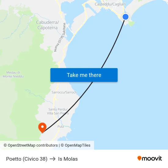 Poetto (Number 38) to Is Molas map