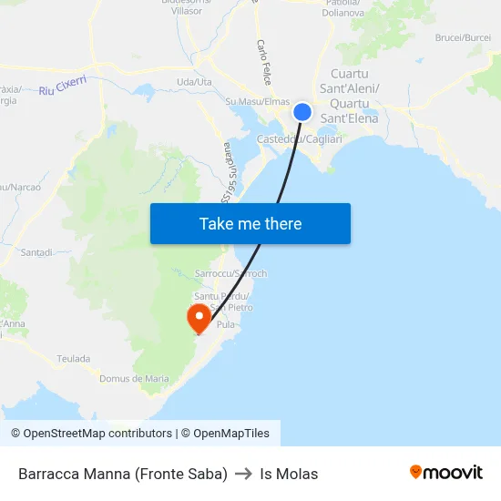 Barracca Manna (Opposite Saba) to Is Molas map