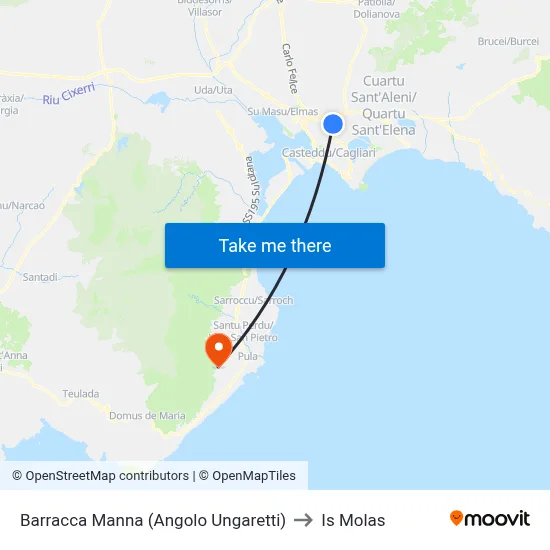 Barracca Manna (Corner of Ungaretti) to Is Molas map