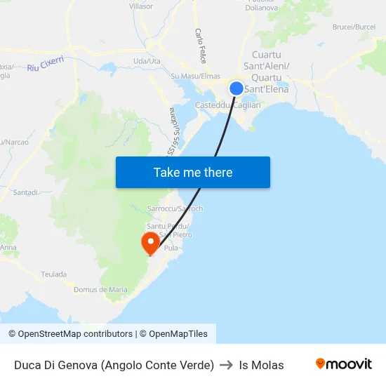 Duca Di Genova (Corner of Conte Verde) to Is Molas map