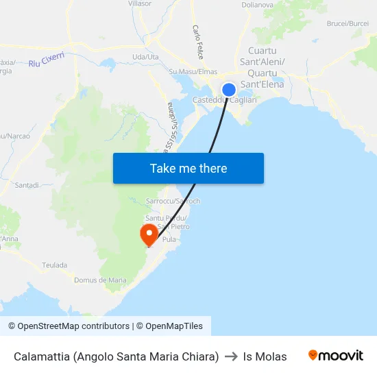 Calamattia (Corner of Santa Maria Chiara) to Is Molas map