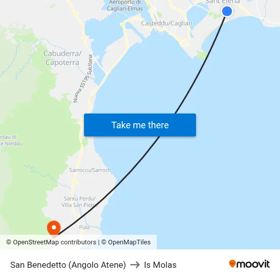 San Benedetto (Corner of Athens) to Is Molas map