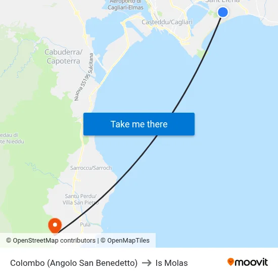 Colombo (Corner of San Benedetto) to Is Molas map