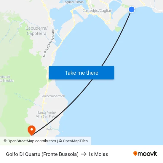 Gulf of Quartu (Facing Compass) to Is Molas map