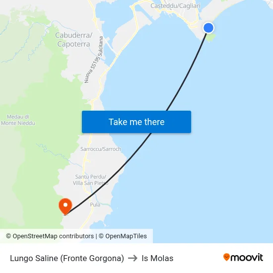 Lungo Saline (Opposite Gorgona) to Is Molas map
