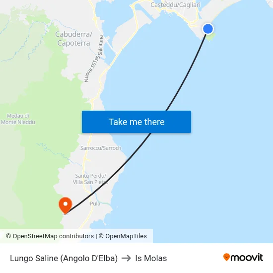 Lungo Saline (D'Elba Corner) to Is Molas map