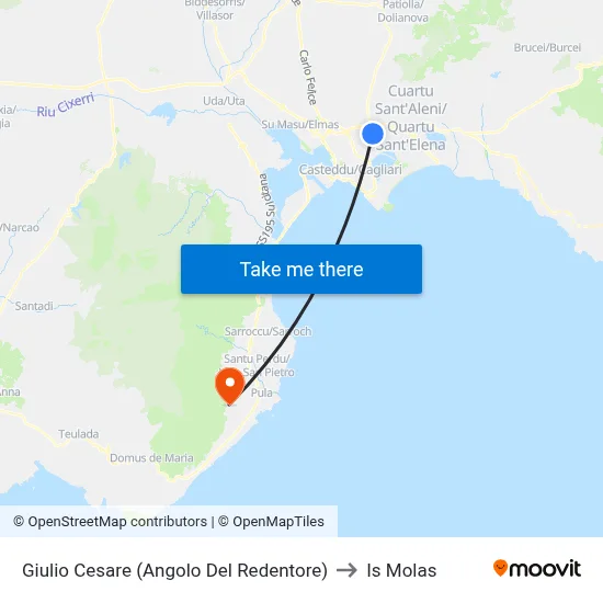Julius Caesar (Corner of Redeemer) to Is Molas map