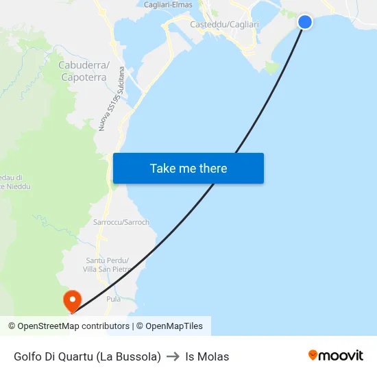 Gulf of Quartu (The Compass) to Is Molas map