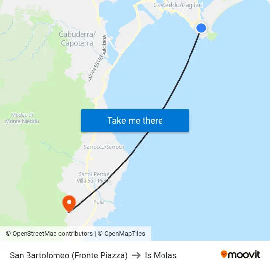 San Bartolomeo (Facing Square) to Is Molas map