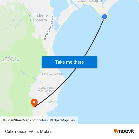 Calamosca to Is Molas map