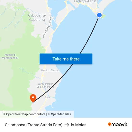 Calamosca (Opposite Lighthouse Road) to Is Molas map